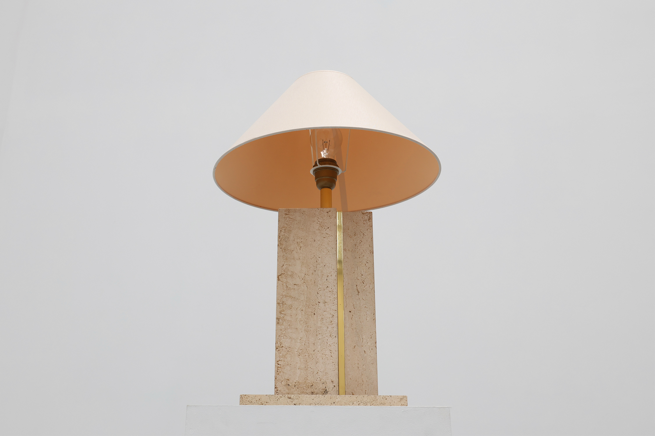 Travertin and messing table lamp by Belino in Hollywood regency stylethumbnail